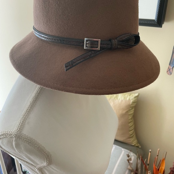 Nine West Chocolate Brown Sexy Classic Wool Hat with Bow & Decorative Button Nine West Women main image 2